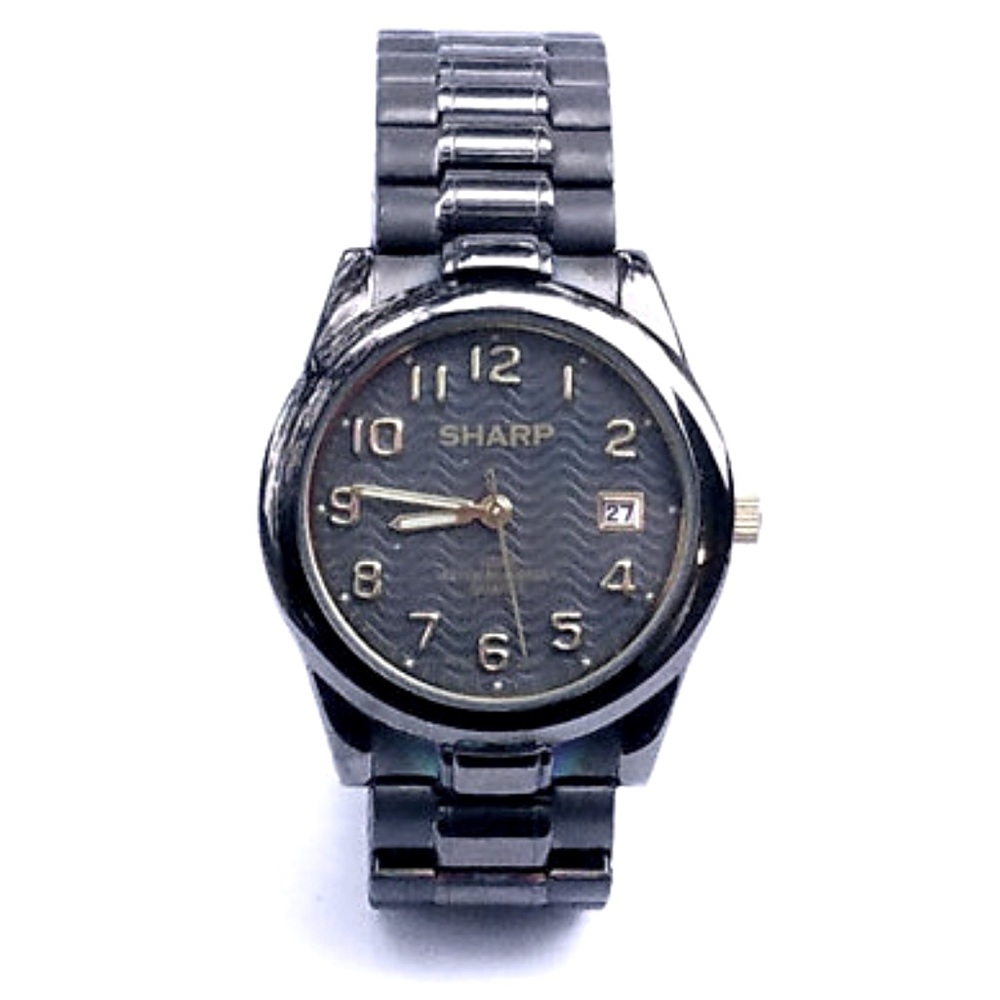 Sharp SHP2037 Men's Black Chrome Quartz Watch with new battery. We gift wrap!!!